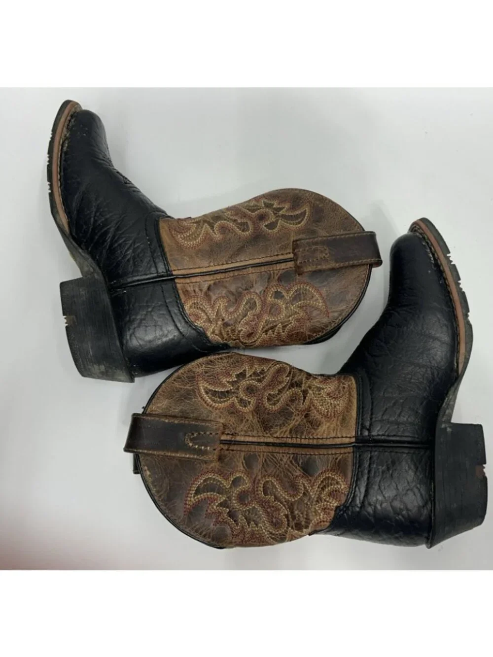 Dan Post Little River Leather Children’s Boots 11D Brown Black Western Cowboy